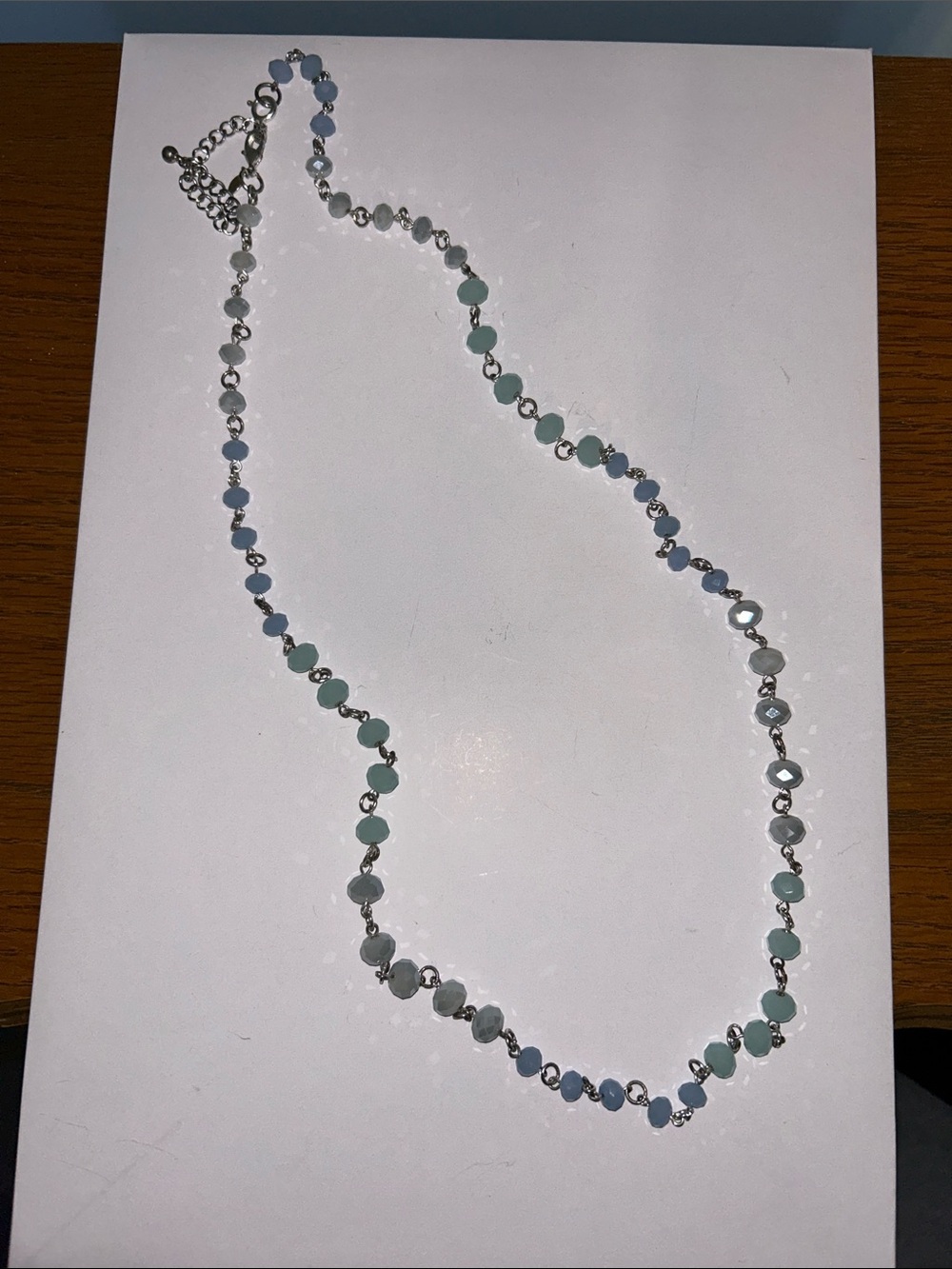 Premier Designs Pale Blue and Aqua Beaded Station Necklace